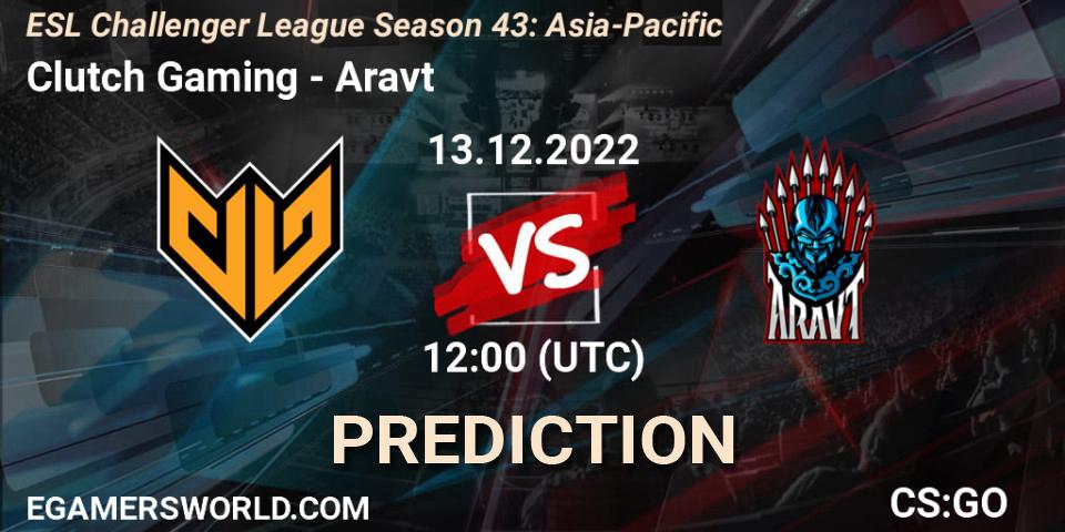 Clutch Gaming vs Aravt: Match Prediction. 13.12.22, CS2 (CS:GO), ESL Challenger League Season 43: Asia-Pacific