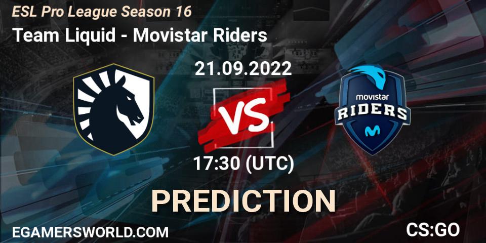 Team Liquid vs Movistar Riders: Match Prediction. 21.09.22, CS2 (CS:GO), ESL Pro League Season 16