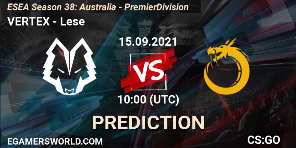 VERTEX vs Lese: Match Prediction. 20.09.2021 at 10:00, Counter-Strike (CS2), ESEA Season 38: Australia - Premier Division