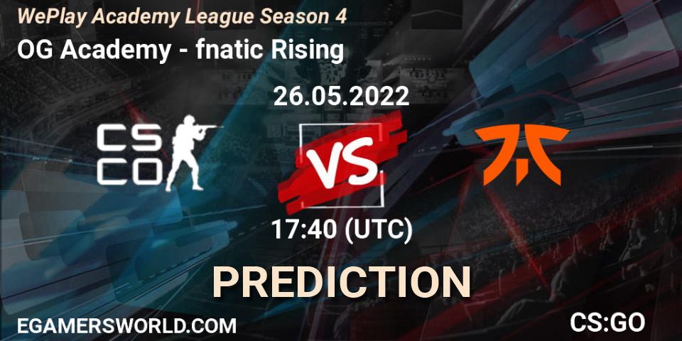 OG Academy vs fnatic Rising: Match Prediction. 26.05.2022 at 17:40, Counter-Strike (CS2), WePlay Academy League Season 4