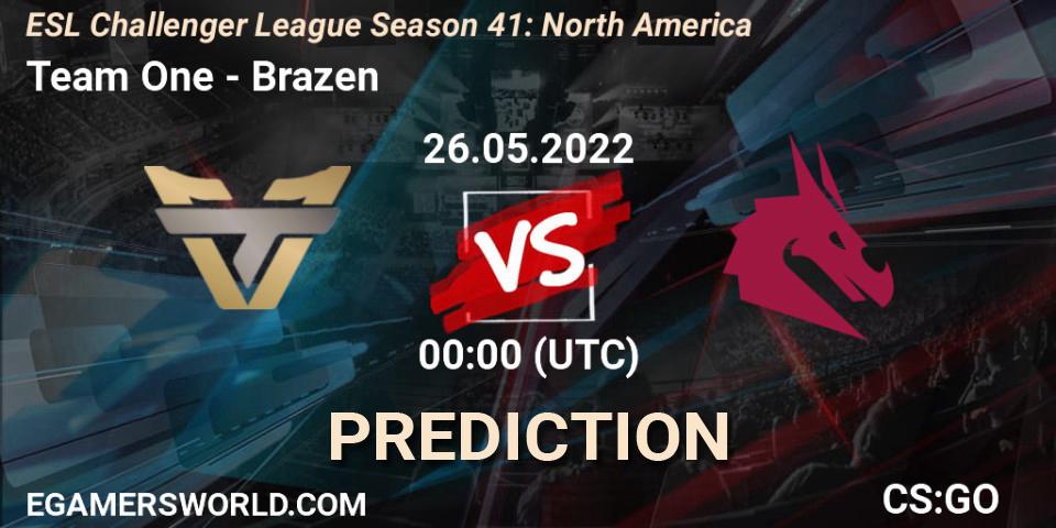 Team One vs Brazen: Match Prediction. 26.05.2022 at 00:00, Counter-Strike (CS2), ESL Challenger League Season 41: North America