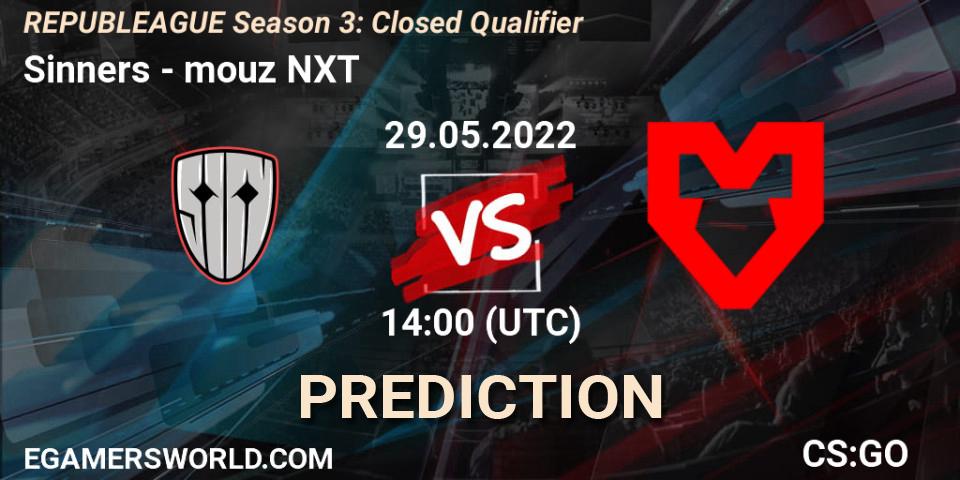 Sinners vs mouz NXT: Match Prediction. 29.05.2022 at 14:00, Counter-Strike (CS2), REPUBLEAGUE Season 3: Closed Qualifier