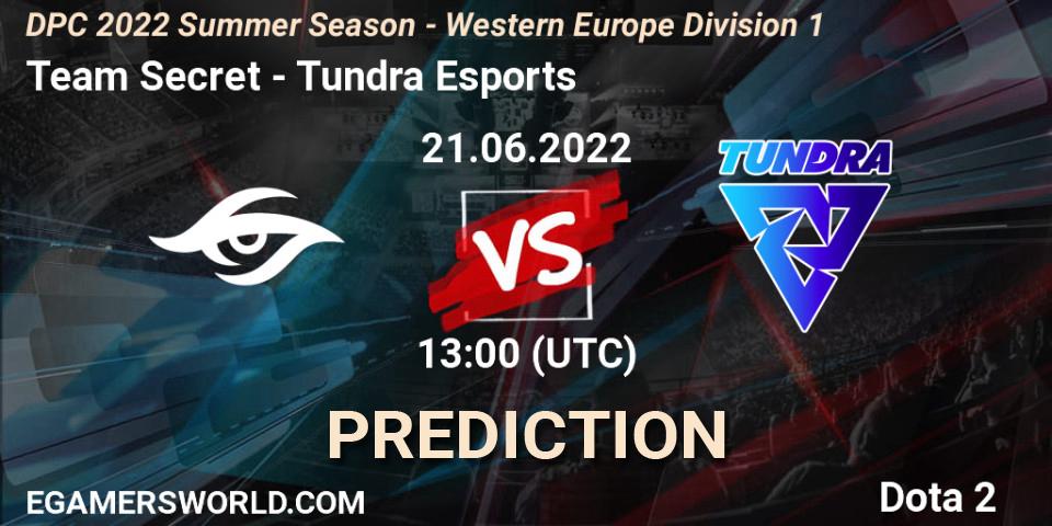 Team Secret vs Tundra Esports: Match Prediction. 21.06.2022 at 13:53, Dota 2, DPC WEU 2021/2022 Tour 3: Division I