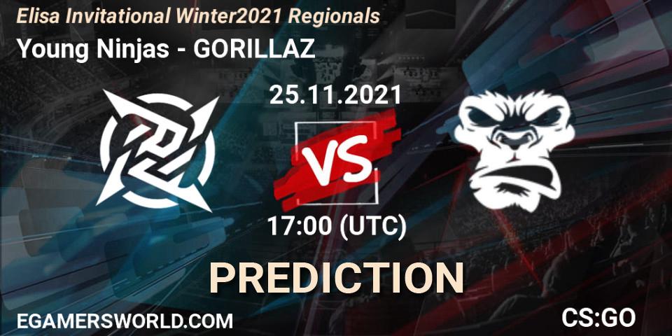 Young Ninjas vs GORILLAZ: Match Prediction. 25.11.2021 at 17:00, Counter-Strike (CS2), Elisa Invitational Winter 2021 Regionals