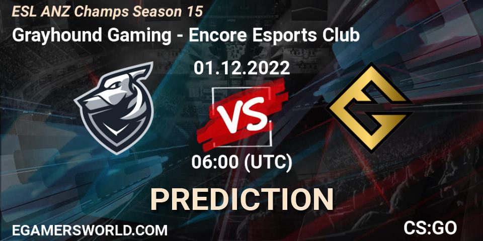 Grayhound Gaming vs Encore Esports Club: Match Prediction. 01.12.2022 at 06:00, Counter-Strike (CS2), ESL ANZ Champs Season 15