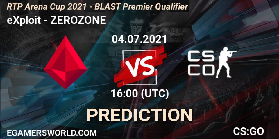 eXploit vs ZEROZONE: Match Prediction. 04.07.2021 at 15:00, Counter-Strike (CS2), RTP Arena Cup 2021 - BLAST Premier Qualifier
