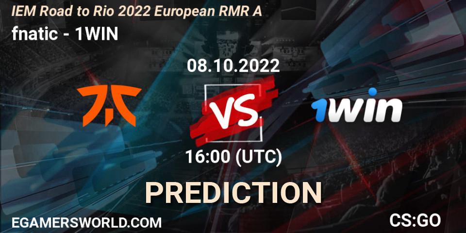 fnatic vs 1WIN: Match Prediction. 08.10.2022 at 16:00, Counter-Strike (CS2), IEM Road to Rio 2022 European RMR A