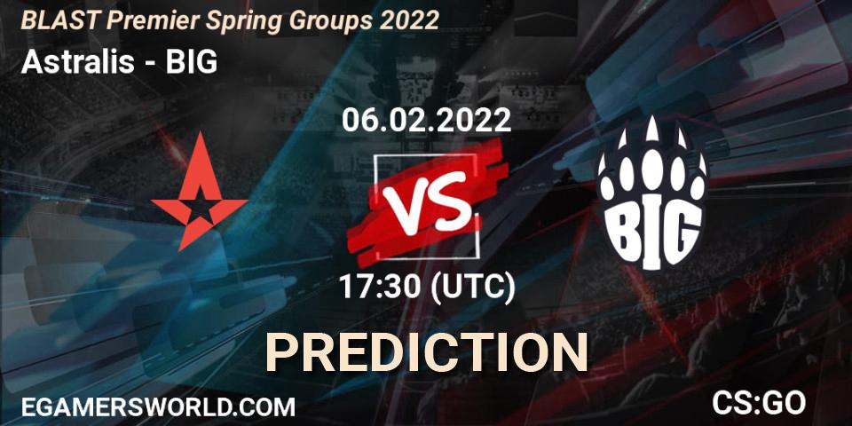 Astralis vs BIG: Match Prediction. 06.02.2022 at 17:30, Counter-Strike (CS2), BLAST Premier Spring Groups 2022