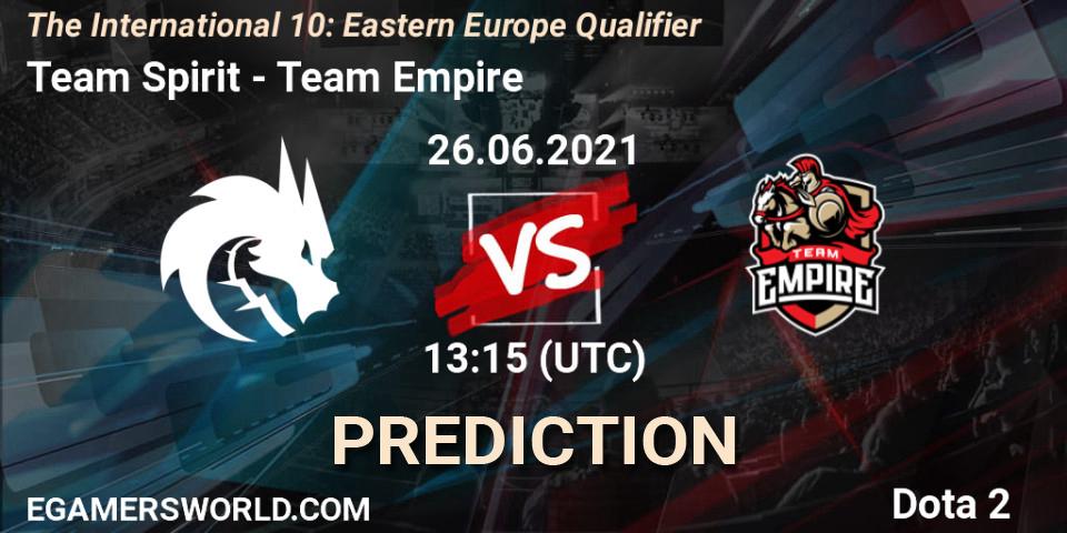 Team Spirit vs Team Empire: Match Prediction. 26.06.21, Dota 2, The International 10: Eastern Europe Qualifier