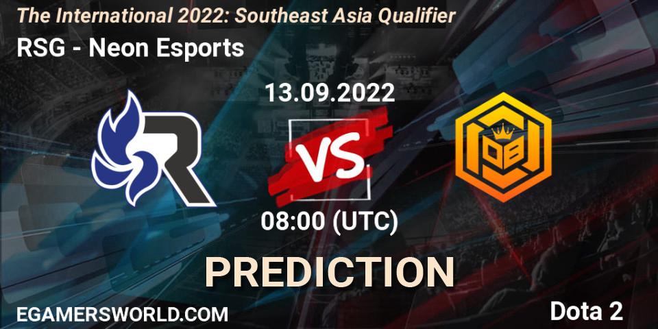 RSG vs Neon Esports: Match Prediction. 13.09.22, Dota 2, The International 2022: Southeast Asia Qualifier