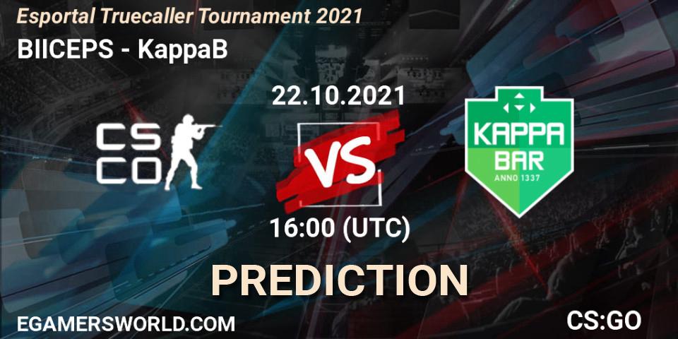 BIICEPS vs KappaB: Match Prediction. 22.10.2021 at 16:25, Counter-Strike (CS2), Esportal Truecaller Tournament