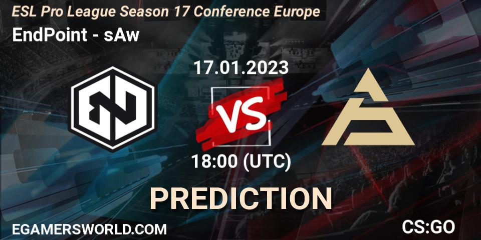 EndPoint vs sAw: Match Prediction. 17.01.2023 at 18:00, Counter-Strike (CS2), ESL Pro League Season 17 Conference Europe