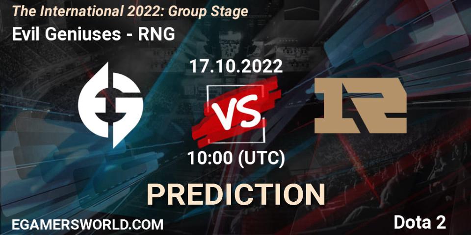 Evil Geniuses vs RNG: Match Prediction. 17.10.22, Dota 2, The International 2022: Group Stage