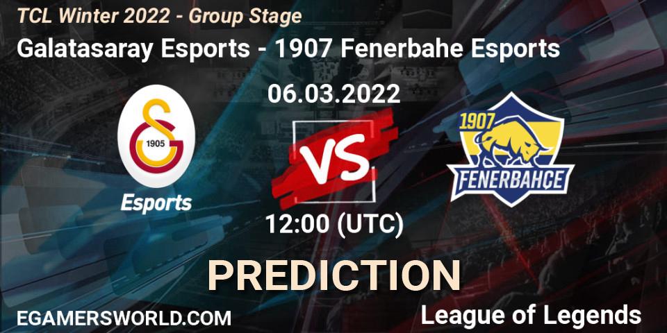 Galatasaray Esports vs 1907 Fenerbahçe Esports: Match Prediction. 06.03.2022 at 12:00, LoL, TCL Winter 2022 - Group Stage