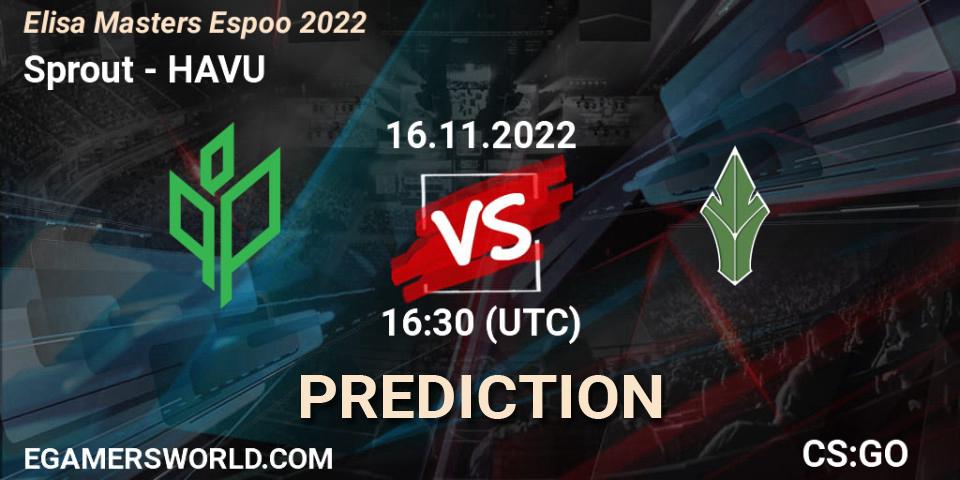 Sprout vs HAVU: Match Prediction. 16.11.2022 at 17:50, Counter-Strike (CS2), Elisa Masters Espoo 2022