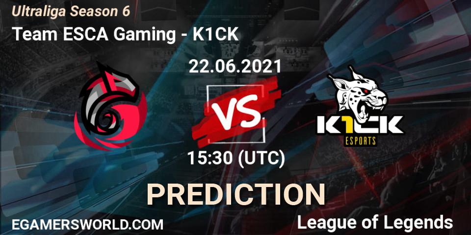 Team ESCA Gaming vs K1CK: Match Prediction. 22.06.2021 at 15:30, LoL, Ultraliga Season 6