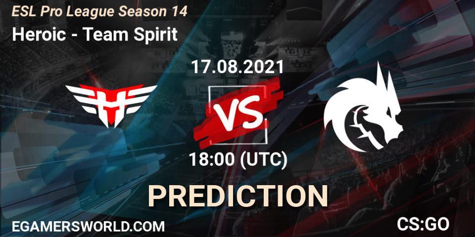 Heroic vs Team Spirit: Match Prediction. 17.08.21, CS2 (CS:GO), ESL Pro League Season 14