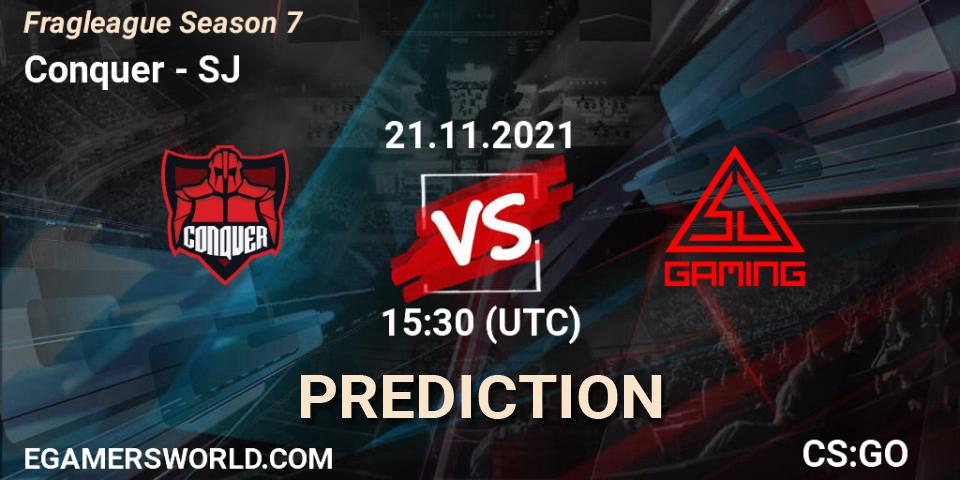 Conquer vs SJ: Match Prediction. 21.11.2021 at 15:40, Counter-Strike (CS2), Fragleague Season 7