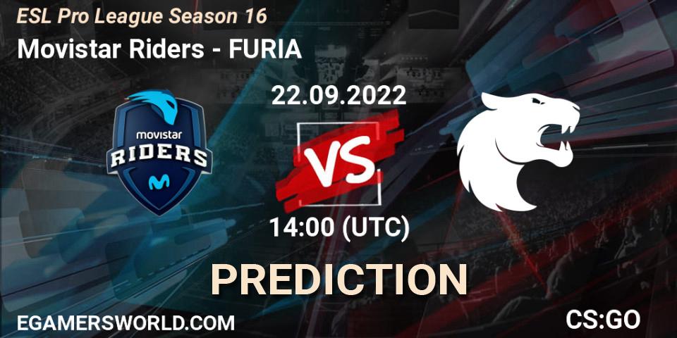 Movistar Riders vs FURIA: Match Prediction. 22.09.22, CS2 (CS:GO), ESL Pro League Season 16