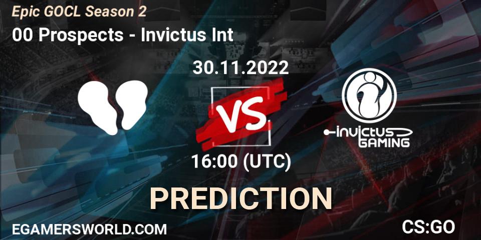 00 Prospects vs Invictus Int: Match Prediction. 30.11.22, CS2 (CS:GO), Epic GOCL Season 2