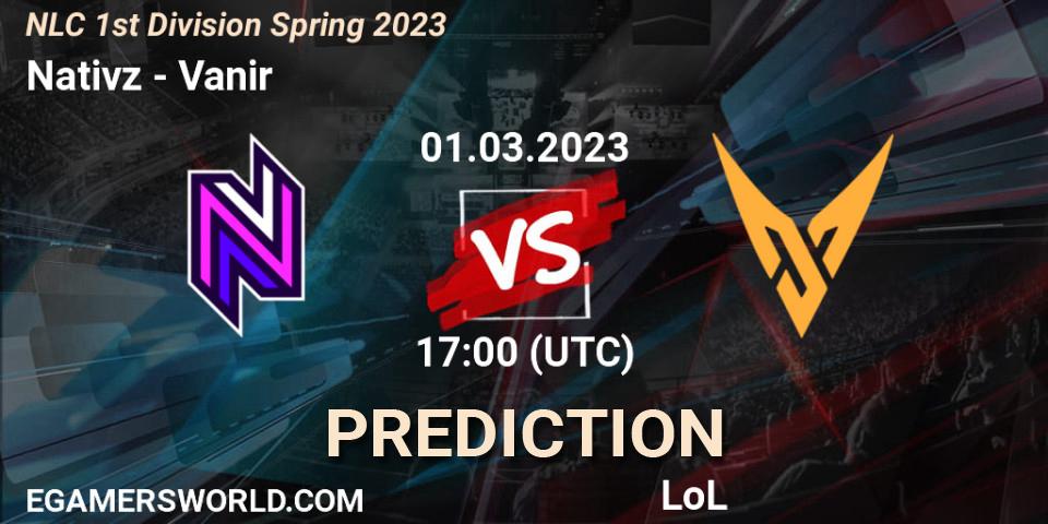 Nativz vs Vanir: Match Prediction. 07.02.2023 at 17:00, LoL, NLC 1st Division Spring 2023