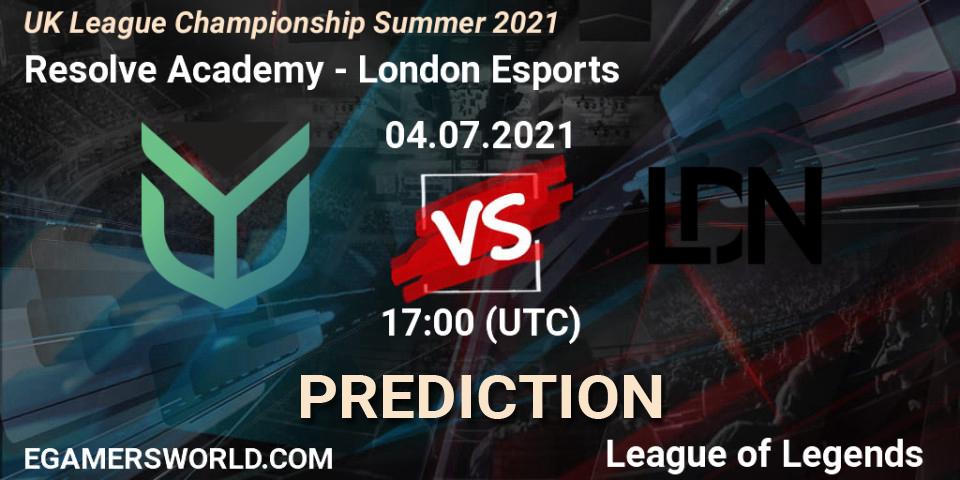 Resolve Academy vs London Esports: Match Prediction. 04.07.2021 at 17:00, LoL, UK League Championship Summer 2021