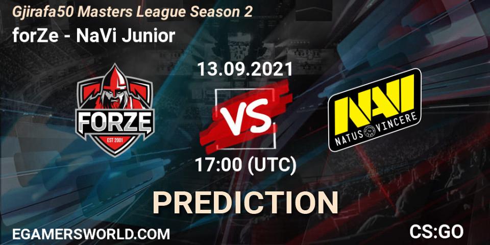 forZe vs NaVi Junior: Match Prediction. 13.09.2021 at 17:15, Counter-Strike (CS2), Gjirafa50 Masters League Season 2