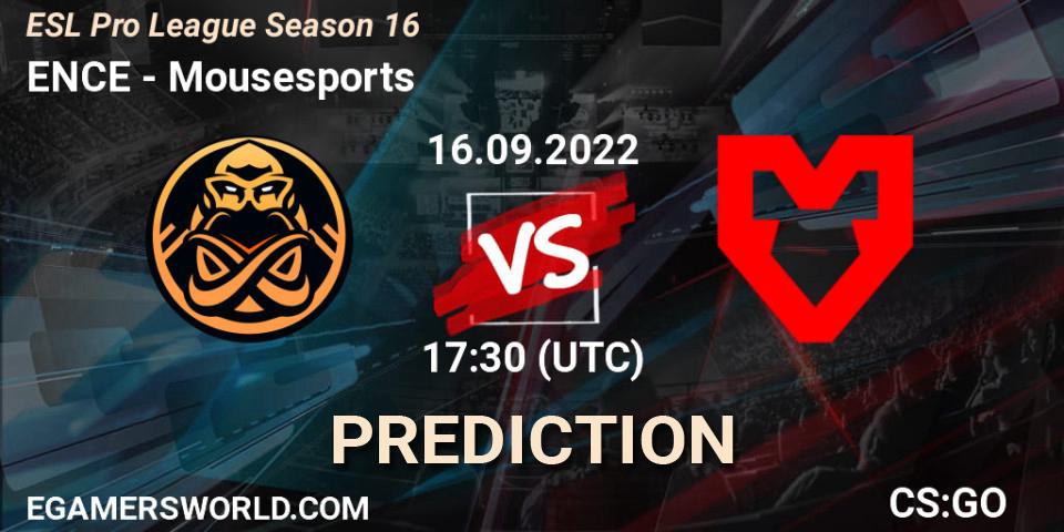 ENCE vs MOUZ: Match Prediction. 16.09.2022 at 17:30, Counter-Strike (CS2), ESL Pro League Season 16