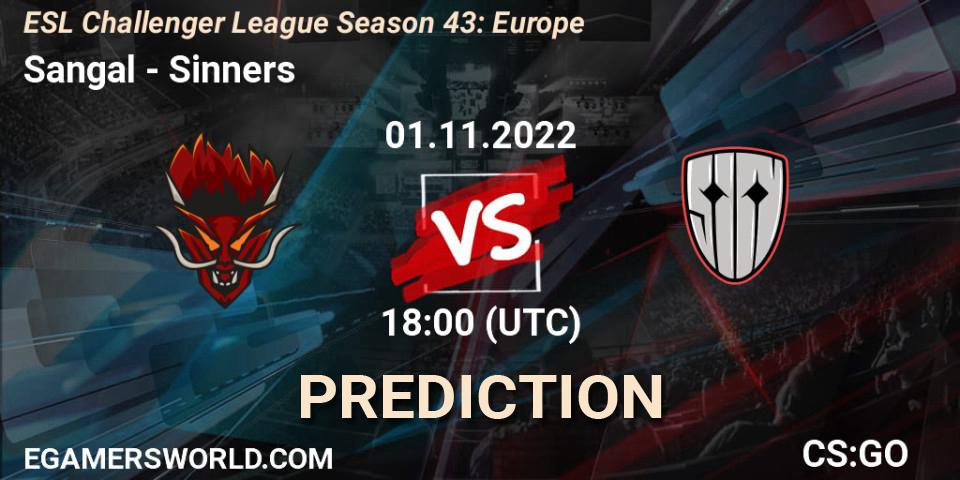 Sangal vs Sinners: Match Prediction. 01.11.2022 at 18:00, Counter-Strike (CS2), ESL Challenger League Season 43: Europe