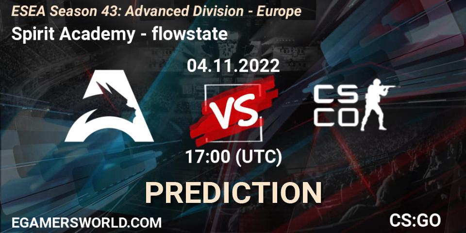 Spirit Academy vs flowstate: Match Prediction. 04.11.2022 at 17:00, Counter-Strike (CS2), ESEA Season 43: Advanced Division - Europe