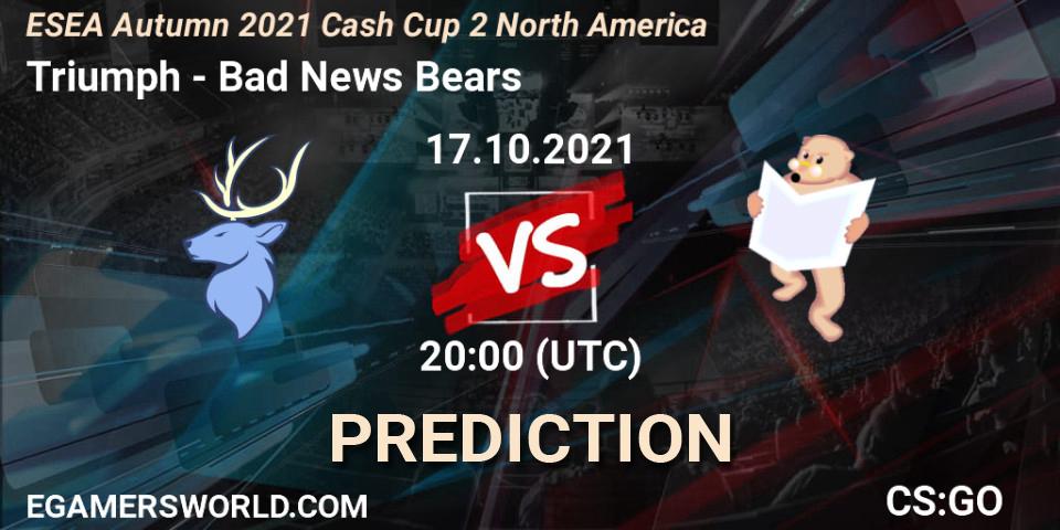 Triumph vs Bad News Bears: Match Prediction. 17.10.2021 at 20:00, Counter-Strike (CS2), ESEA Autumn 2021 Cash Cup 2 North America