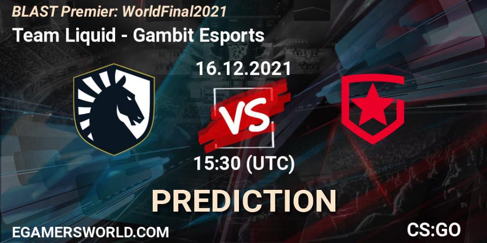 Team Liquid vs Gambit Esports: Match Prediction. 16.12.21, CS2 (CS:GO), BLAST Premier: World Final 2021