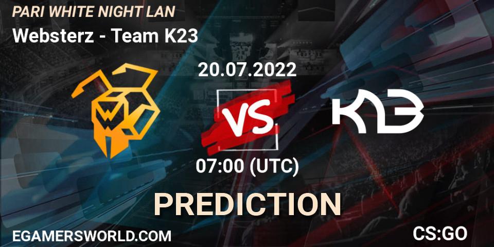 Websterz vs Team K23: Match Prediction. 20.07.2022 at 07:00, Counter-Strike (CS2), PARI WHITE NIGHT LAN