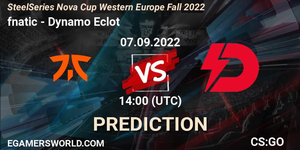 fnatic vs Dynamo Eclot: Match Prediction. 07.09.2022 at 14:00, Counter-Strike (CS2), SteelSeries Nova Cup Western Europe Fall 2022