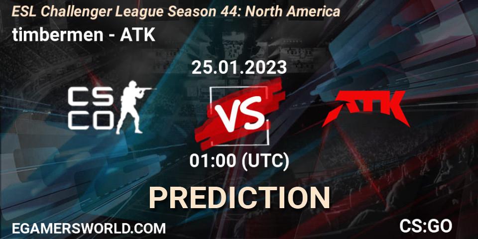 timbermen vs ATK: Match Prediction. 25.01.2023 at 01:00, Counter-Strike (CS2), ESL Challenger League Season 44: North America