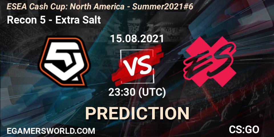 Recon 5 vs Extra Salt: Match Prediction. 15.08.21, CS2 (CS:GO), ESEA Cash Cup: North America - Summer 2021 #6