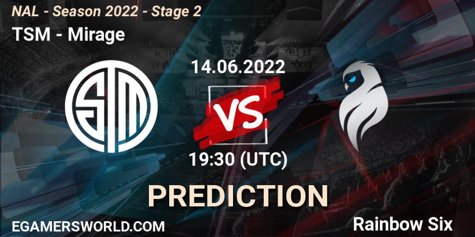 TSM vs Mirage: Match Prediction. 14.06.2022 at 22:30, Rainbow Six, NAL - Season 2022 - Stage 2