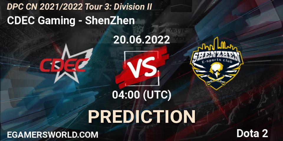 CDEC Gaming vs ShenZhen: Match Prediction. 20.06.22, Dota 2, DPC CN 2021/2022 Tour 3: Division II