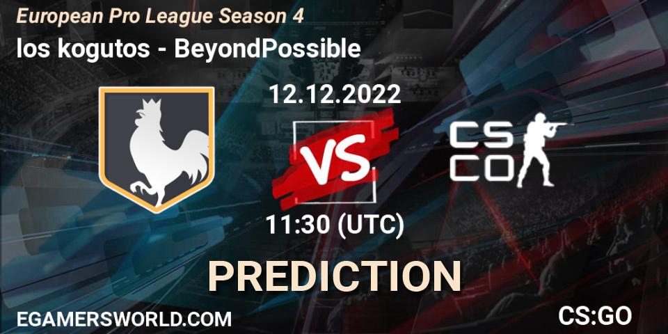 los kogutos vs BeyondPossible: Match Prediction. 12.12.2022 at 11:30, Counter-Strike (CS2), European Pro League Season 4