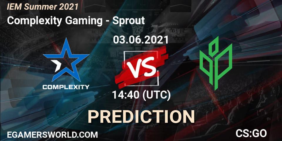 Complexity Gaming vs Sprout: Match Prediction. 03.06.2021 at 14:45, Counter-Strike (CS2), IEM Summer 2021