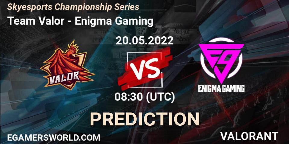 Team Valor vs Enigma Gaming: Match Prediction. 20.05.2022 at 08:30, VALORANT, Skyesports Championship Series