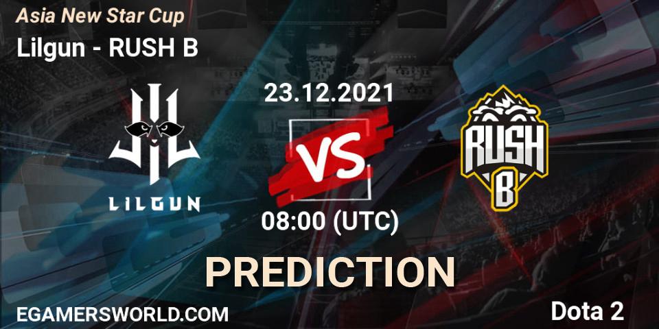 Lilgun vs RUSH B: Match Prediction. 23.12.2021 at 07:28, Dota 2, Asia New Star Cup
