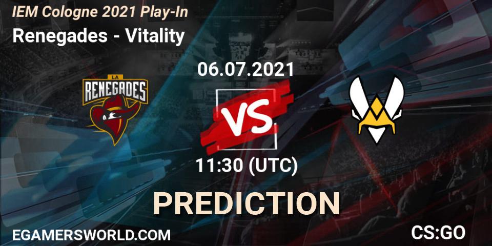 Renegades vs Vitality: Match Prediction. 06.07.21, CS2 (CS:GO), IEM Cologne 2021 Play-In