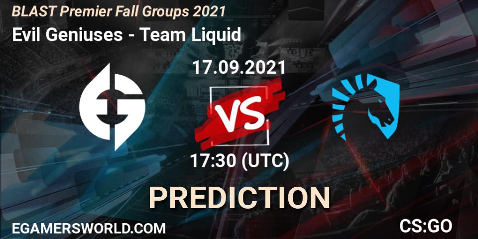 Evil Geniuses vs Team Liquid: Match Prediction. 17.09.2021 at 17:30, Counter-Strike (CS2), BLAST Premier Fall Groups 2021