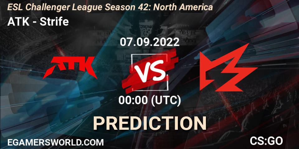 ATK vs Strife: Match Prediction. 16.09.2022 at 22:00, Counter-Strike (CS2), ESL Challenger League Season 42: North America