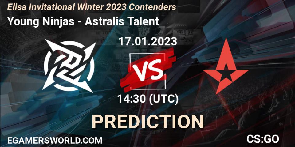 Young Ninjas vs Astralis Talent: Match Prediction. 17.01.2023 at 14:30, Counter-Strike (CS2), Elisa Invitational Winter 2023 Contenders