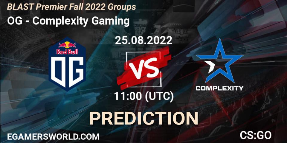 OG vs Complexity Gaming: Match Prediction. 25.08.2022 at 11:00, Counter-Strike (CS2), BLAST Premier Fall 2022 Groups