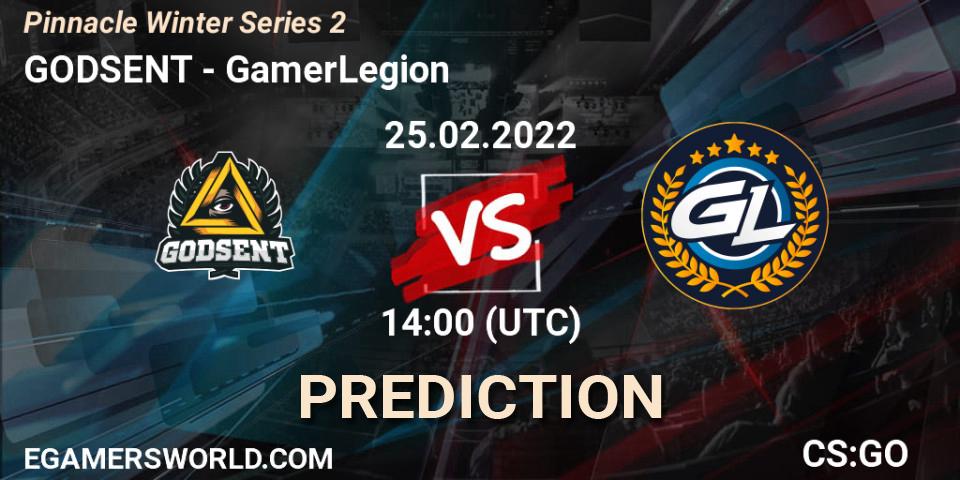 GODSENT vs GamerLegion: Match Prediction. 25.02.2022 at 14:00, Counter-Strike (CS2), Pinnacle Winter Series 2