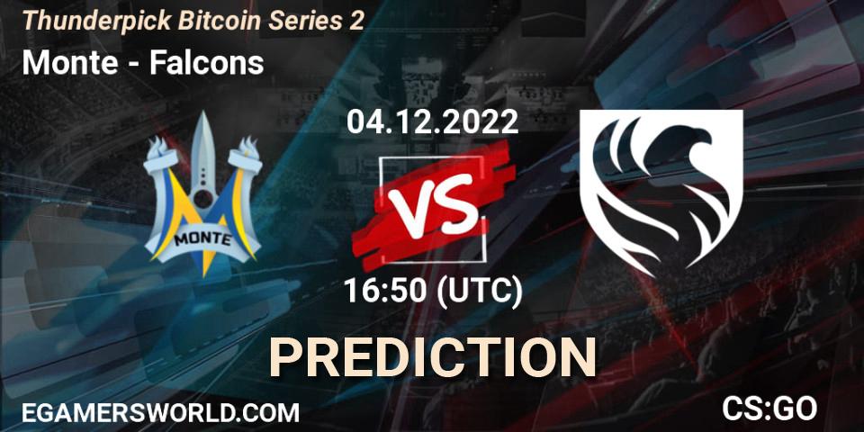 Monte vs Falcons: Match Prediction. 04.12.2022 at 17:15, Counter-Strike (CS2), Thunderpick Bitcoin Series 2