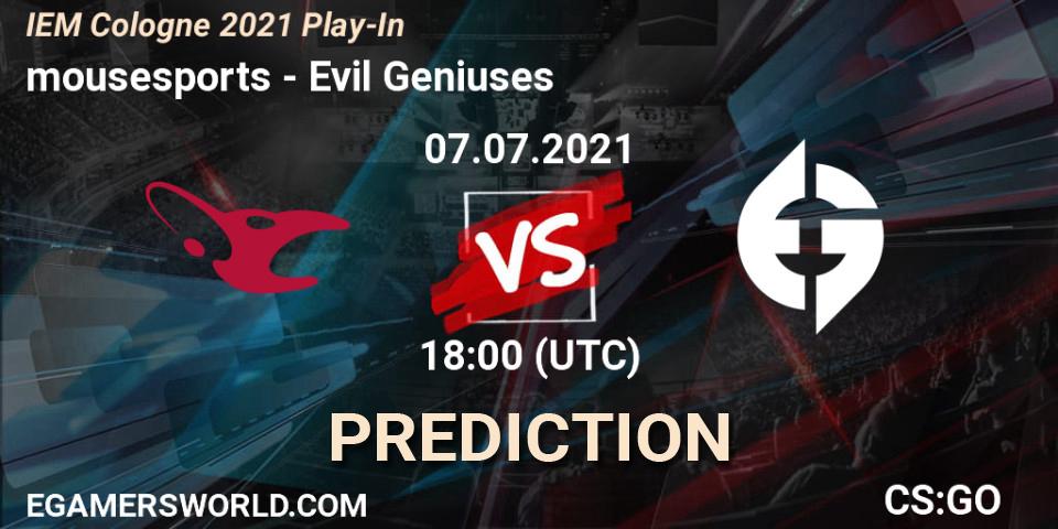 mousesports vs Evil Geniuses: Match Prediction. 07.07.21, CS2 (CS:GO), IEM Cologne 2021 Play-In